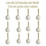 Lot de 12 boules de Noël en porcelaine diamètre 7,5 cm 12 Nouvelles et très jolies Boules de noël en porcelaine  d'un diamètre de 7,5 centimètres