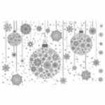 la Décalcomanie boules de noël et flocons suspendus platine, est  vendu en format 22,5 cm x 23,5 cm, et vous permet de décorer vos porcelaines et donne un rendu exceptionnel pour décorer avec les enfants en préparant noël ou pour créer de jolies fantaisies en fond ou bijoux,